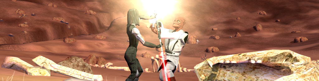 Two player characters in Star Wars Galaxies Restoration.